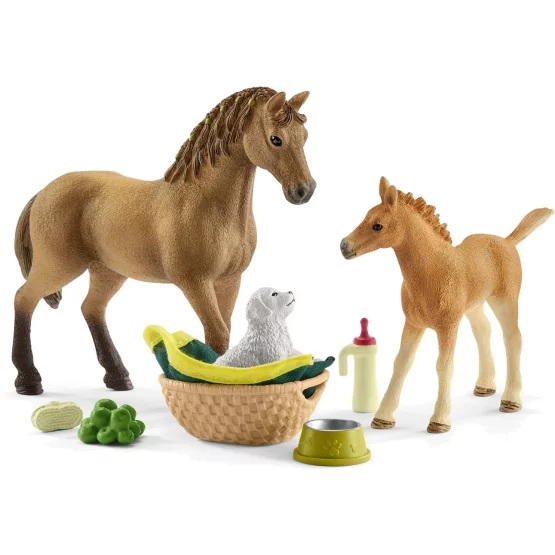 Schleich Set Tierbaby-Pflege und Pferde Quarter Horse