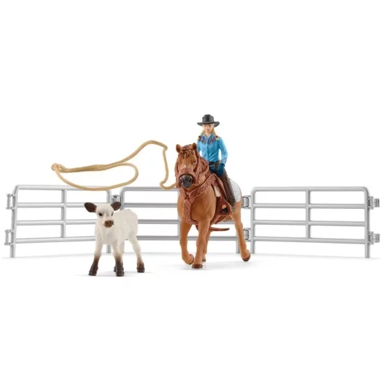 Schleich Team Roping with Cowgirl