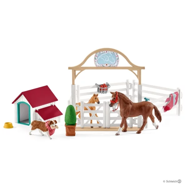 Schleich Hannah’s guest horses with Ruby the dog